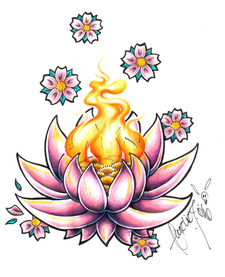 Lotus and cherryblossoms | Flower Tattoo