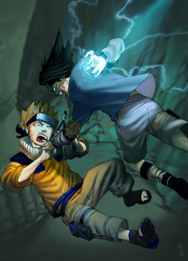 Imagens do Sasuke e do Naruto feitas por fãs