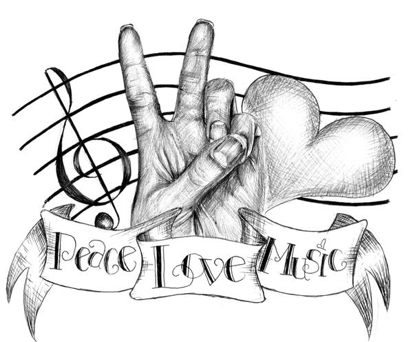 music tattoos. Peace, Love and Music
