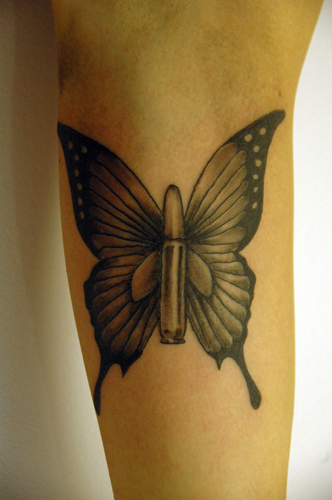 bullet with butterfly wings