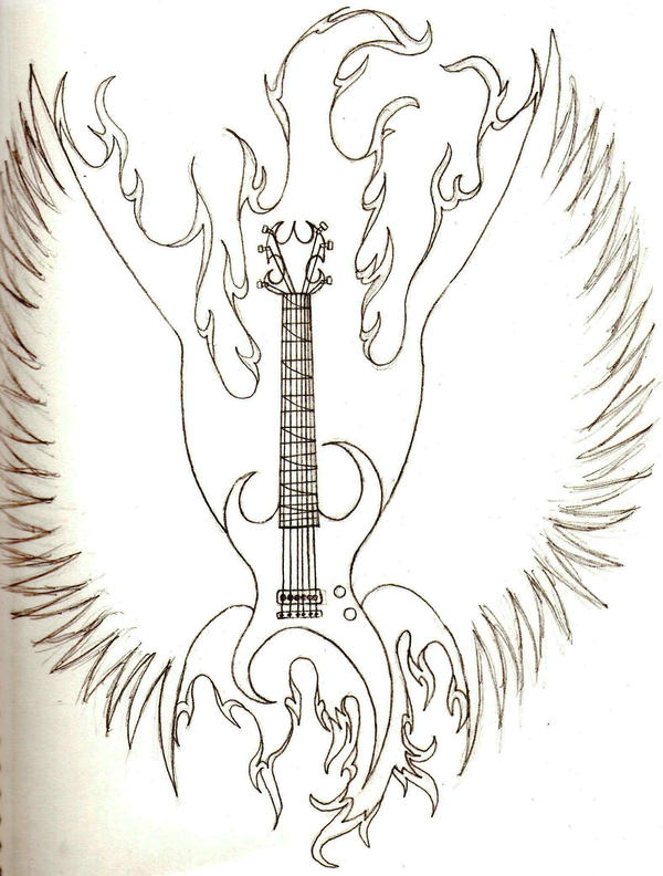 Flaming Guitar tatto design by