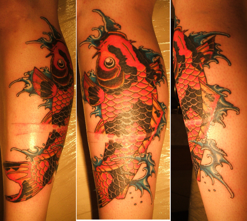 koi tattoo leg sleeve designs tattoos fish part que girls sponsored
