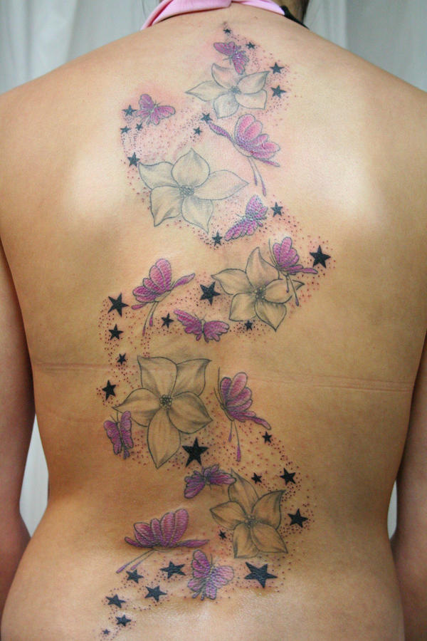 Star Flower Butterfly Color | Flower Tattoo