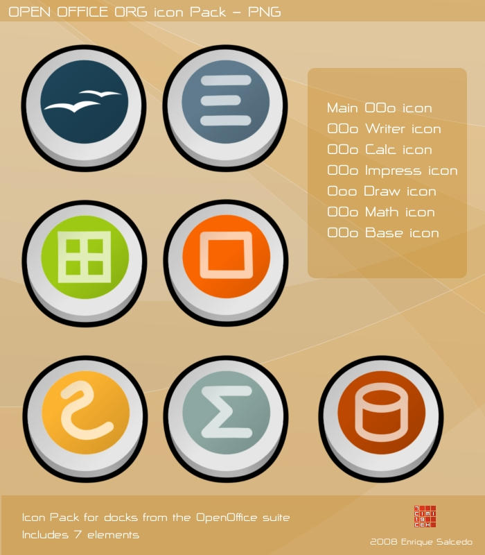 open office icon. OpenOffice dock icons by