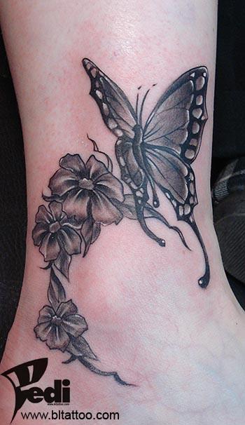Butterfly and flover | Flower Tattoo