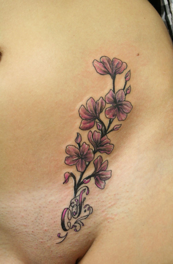 Flower chicano letter TaT - flower tattoo