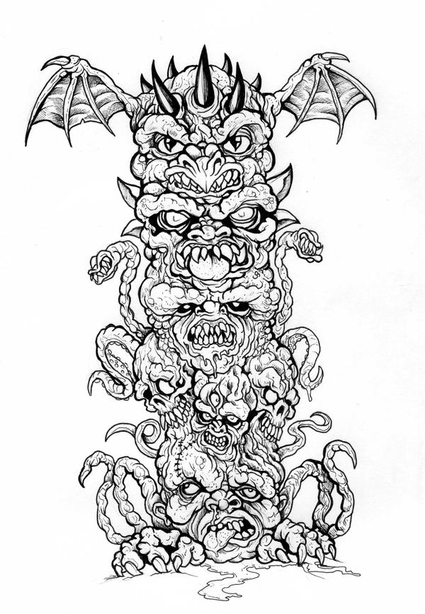 Demonic Totem Pole by scottkaiser on deviantART
