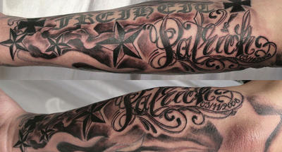 Lettering Star chicano TaT - sleeve tattoo