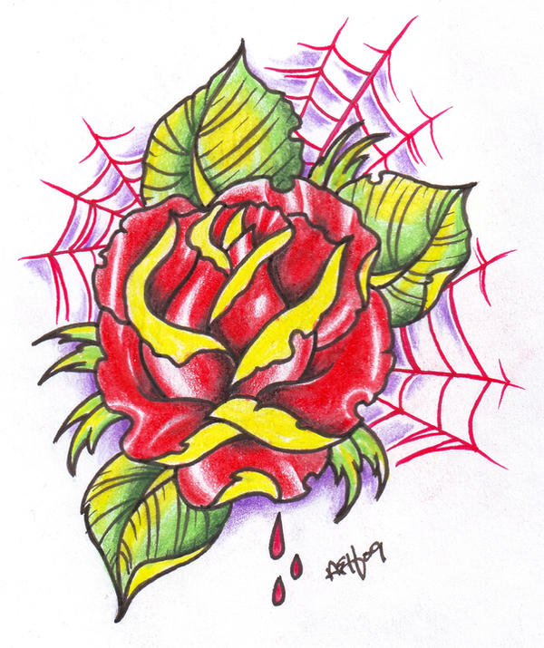 Neo traditional Rose Tattoo 2 by vikingtattoo