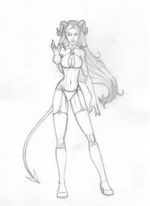 Demon Woman Sketch by LadyDrucilla on deviantART