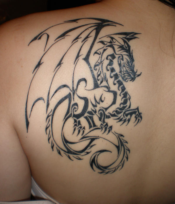 2nd tribal dragon tattoo - shoulder tattoo