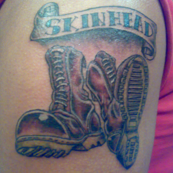 skinheads tattoo. spider tattoos skinhead boots