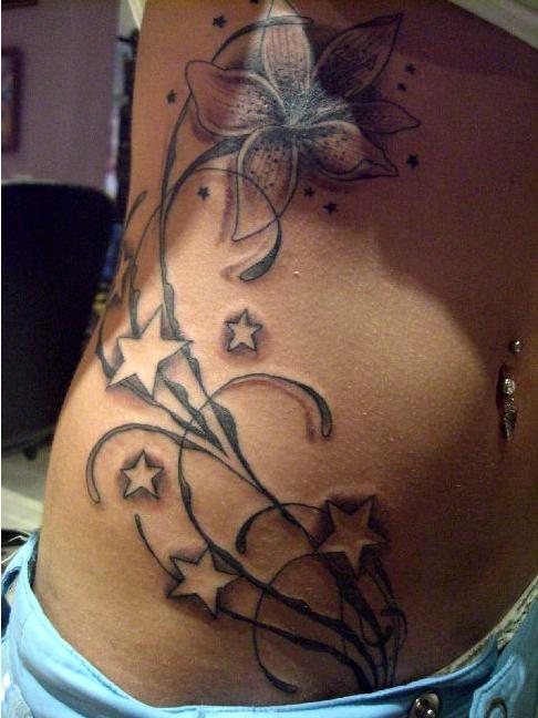 star tattoo designs. Flowers and stars