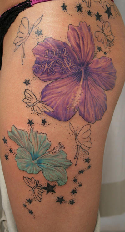 2 Flower Stars Butterflies TaT | Flower Tattoo