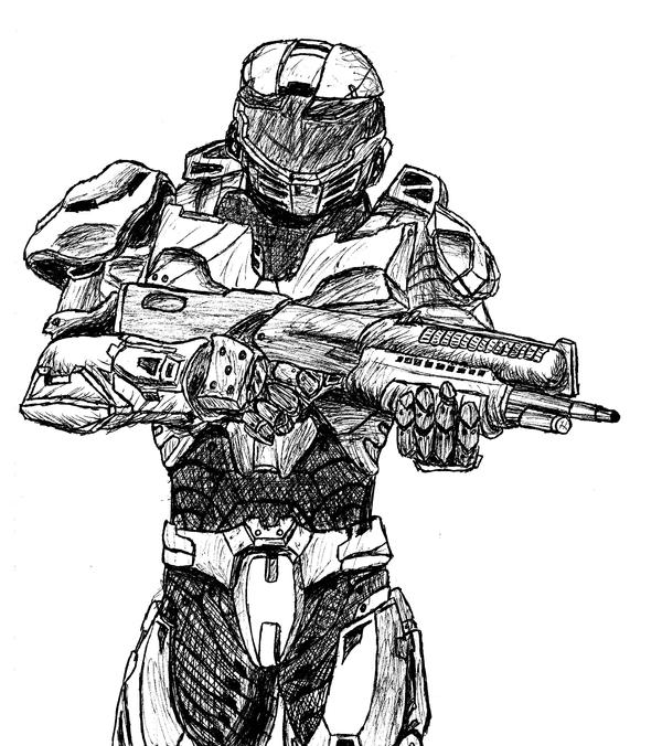 Halo Spartan Drawing