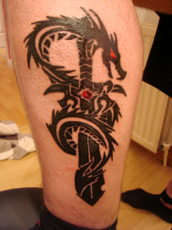 Dragon and sword tattoo by Drawn2ink on deviantART