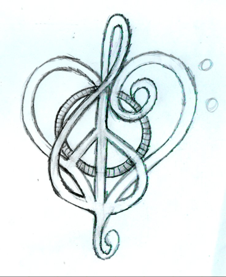 music tattoos. Peace Love and Music - Sketch
