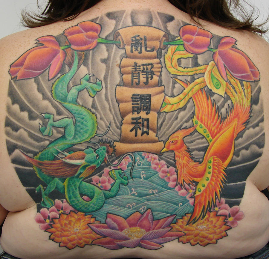 Dragon Phoenix Back Tattoo by gabrielcece on deviantART