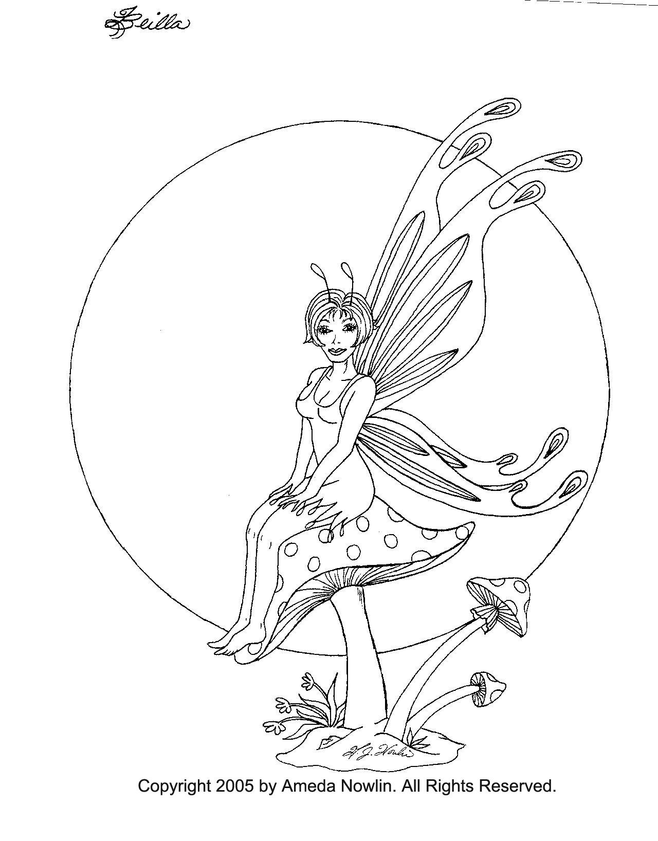 fairy on a mushroom coloring pages - photo #22