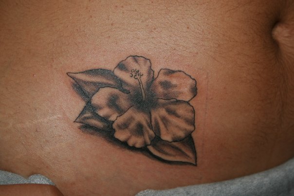 Habiscus Flower Tattoo BlkGry | Flower Tattoo