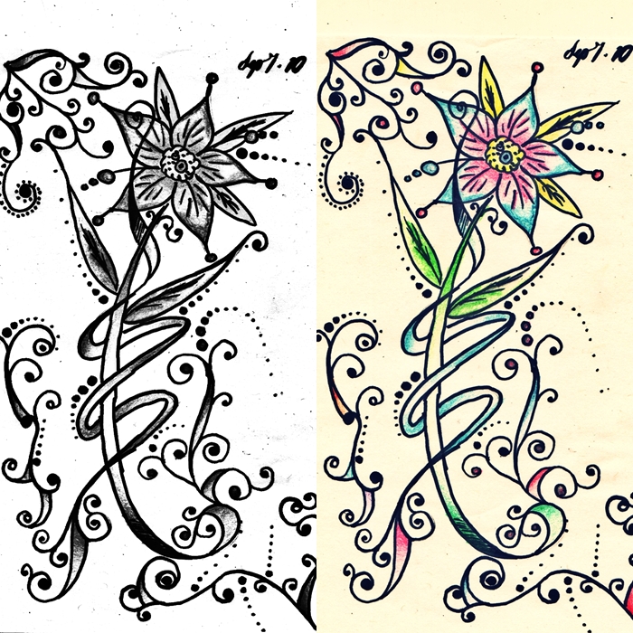 Ink and Henna outline | Flower Tattoo