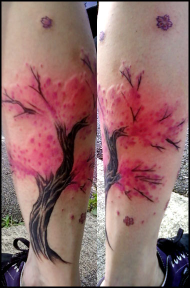 cherry blossom tree tattoos for women. small cherry tree tattoos.