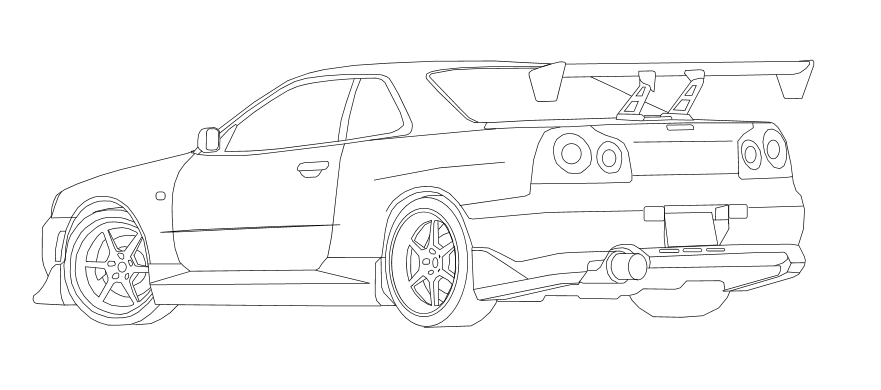 Drawing of a nissan skyline #3