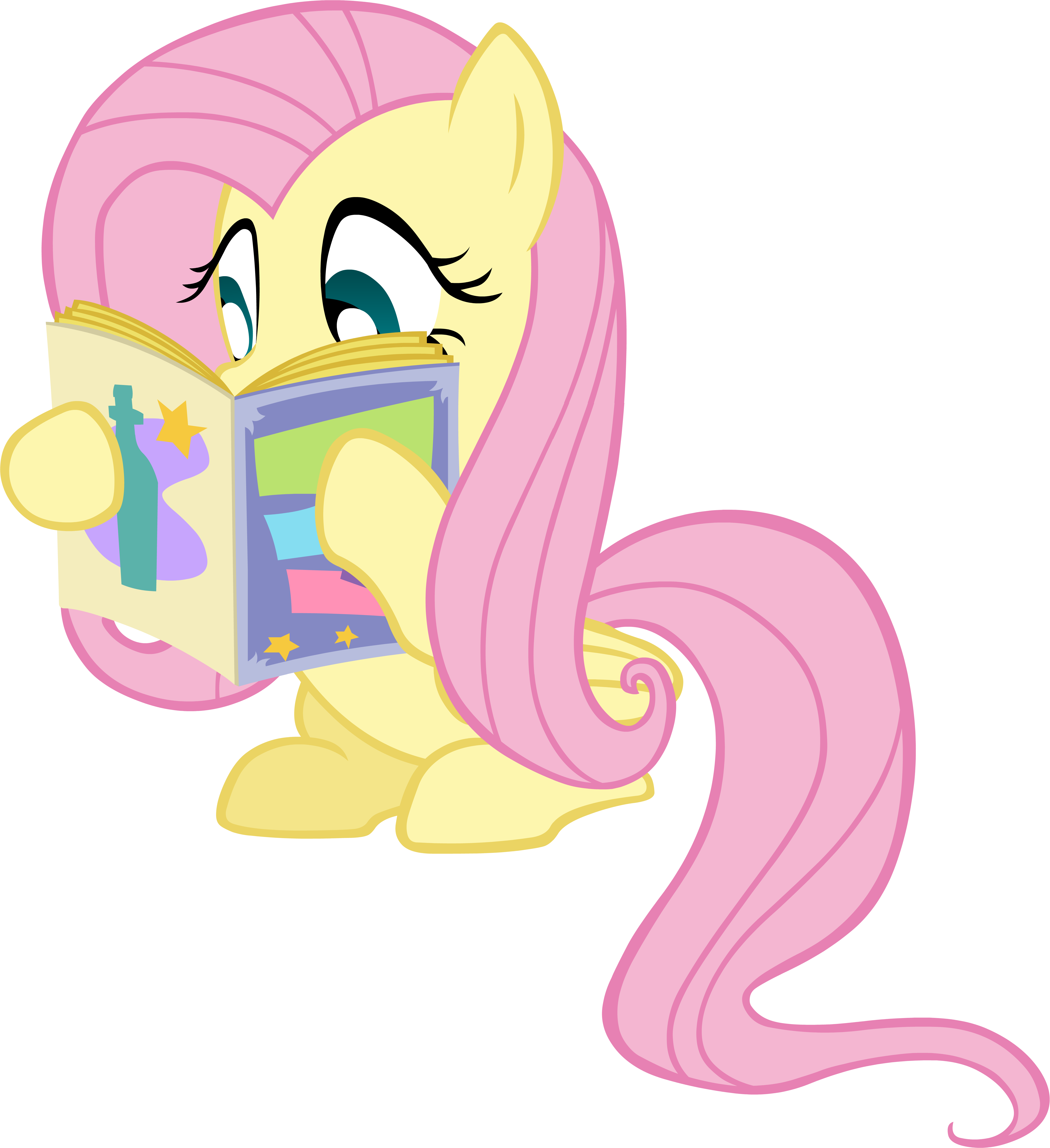 fluttershy_reading_vector_by_scrimpeh-d4