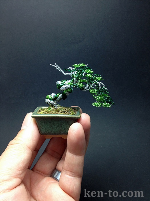 Green deadwood wire bonsai tree by Ken To by KenToArt