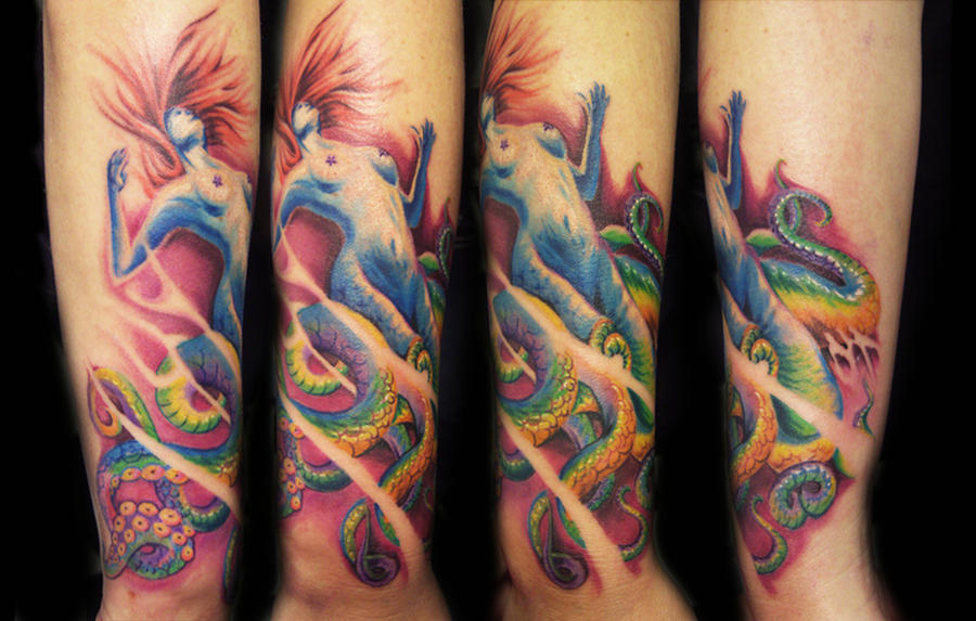 Octopus Mermaid tattoo 360