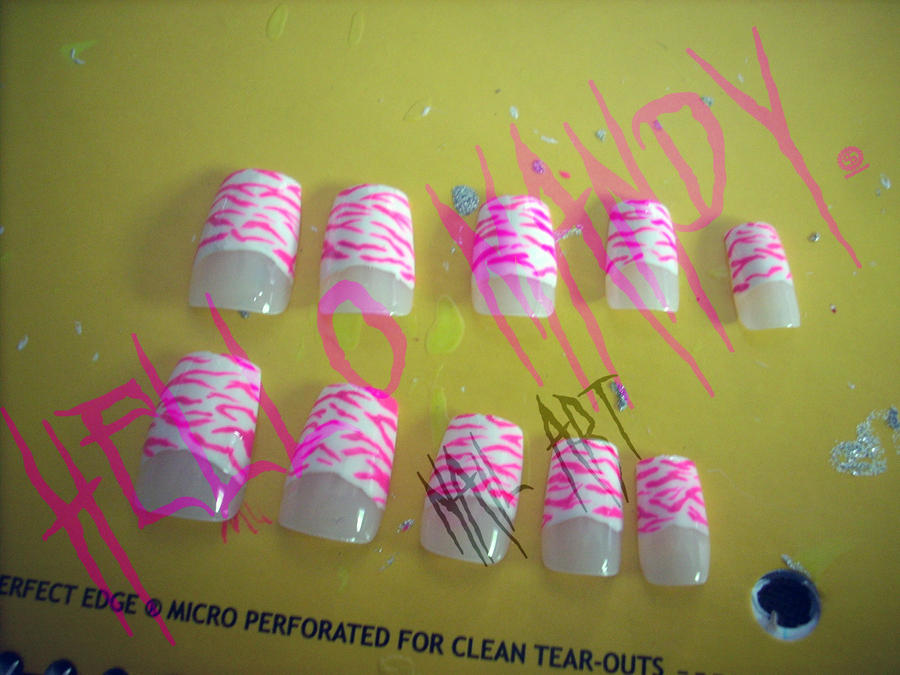 Zebra Nails Pink and white by ~MandaMafia17 on deviantART