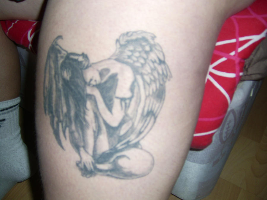 Angel Tattoo On My Thigh by AngelicFruitcake267 on deviantART