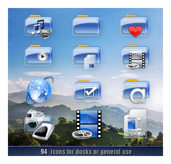 Blue transparent system icons