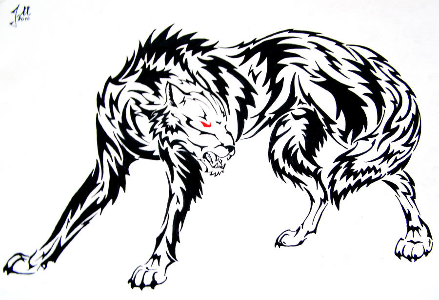 Tribal Wolf by ljanzal on