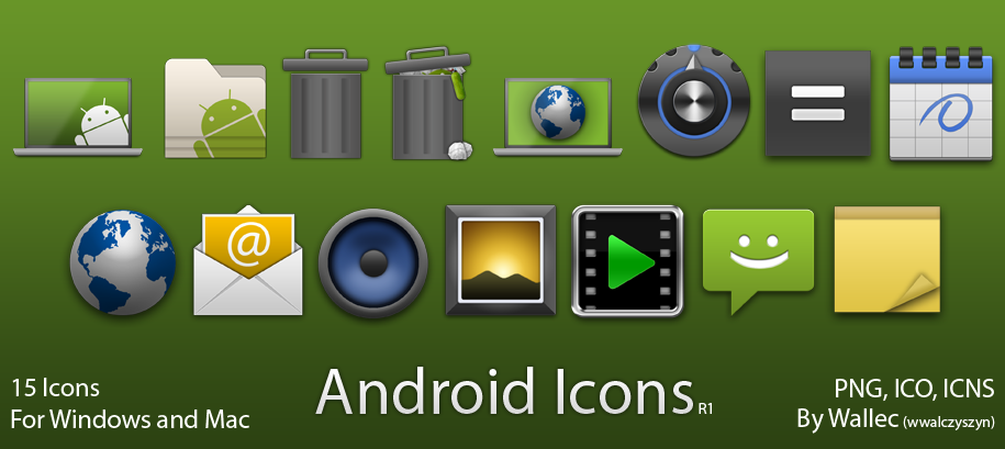 Android style icons for PC and Mac