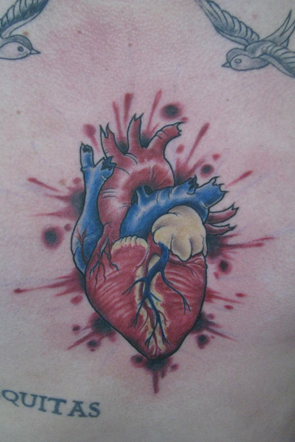 tattoos for guys chest. heart tattoos for men. heart