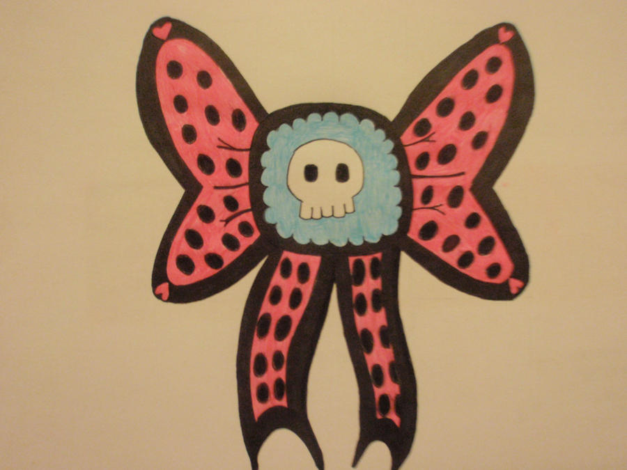 Skull bow tattoo design by