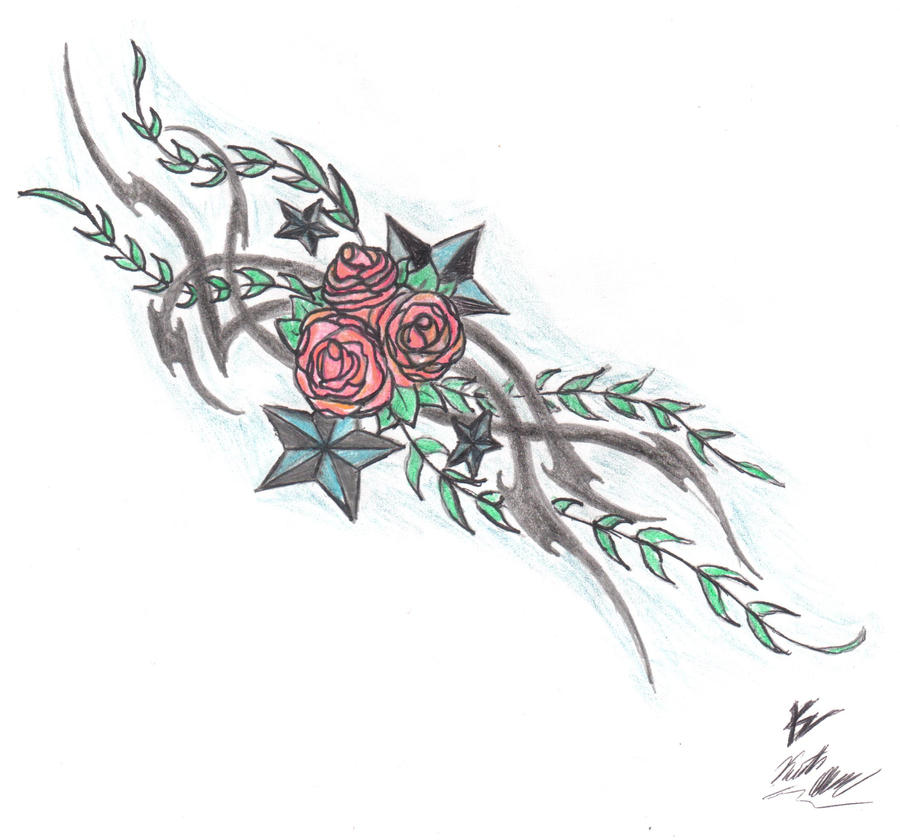 tribal rose tattoo design by