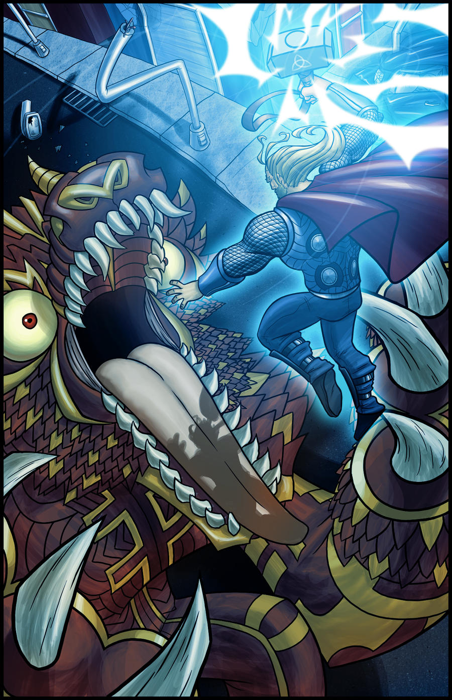 Thor Versus Fenrir by darkeblue on DeviantArt