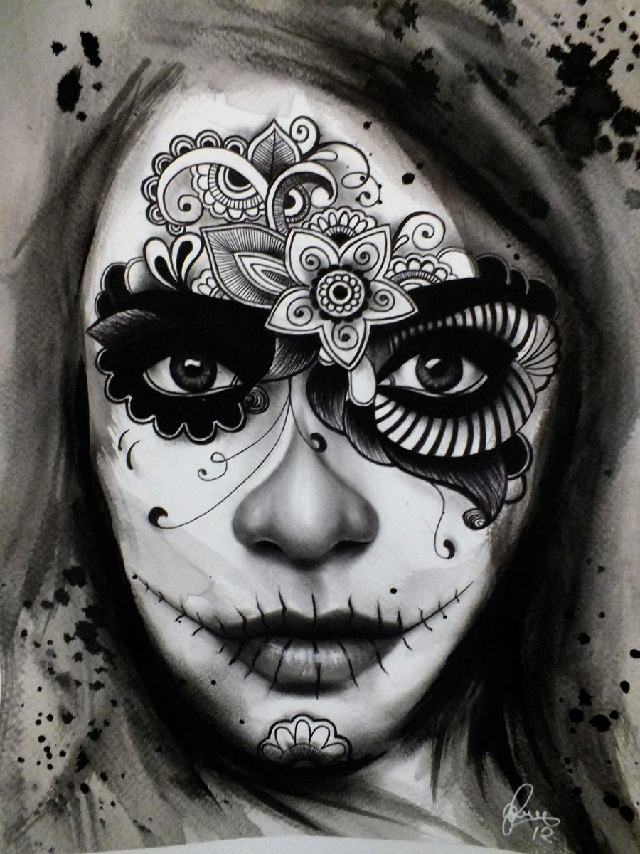 Day of the dead/ El Dia de los Muertos Lady Tattoo by gpreece on DeviantArt
