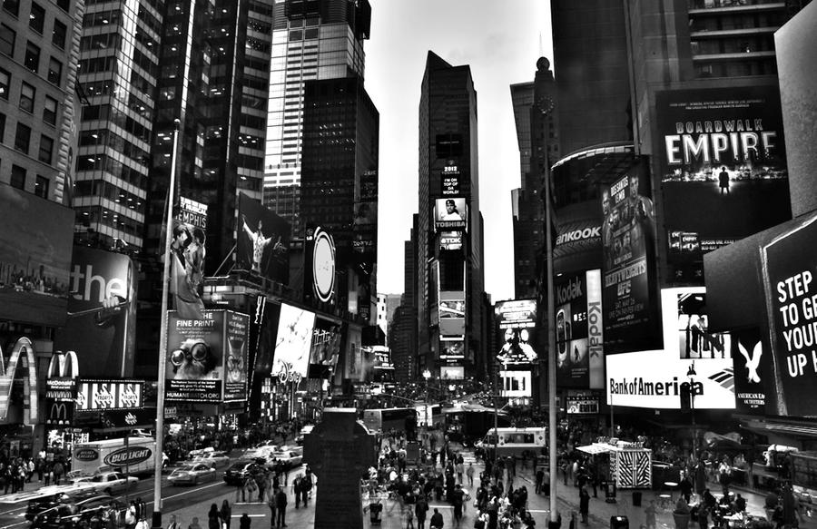 Time Square Black and White Photography