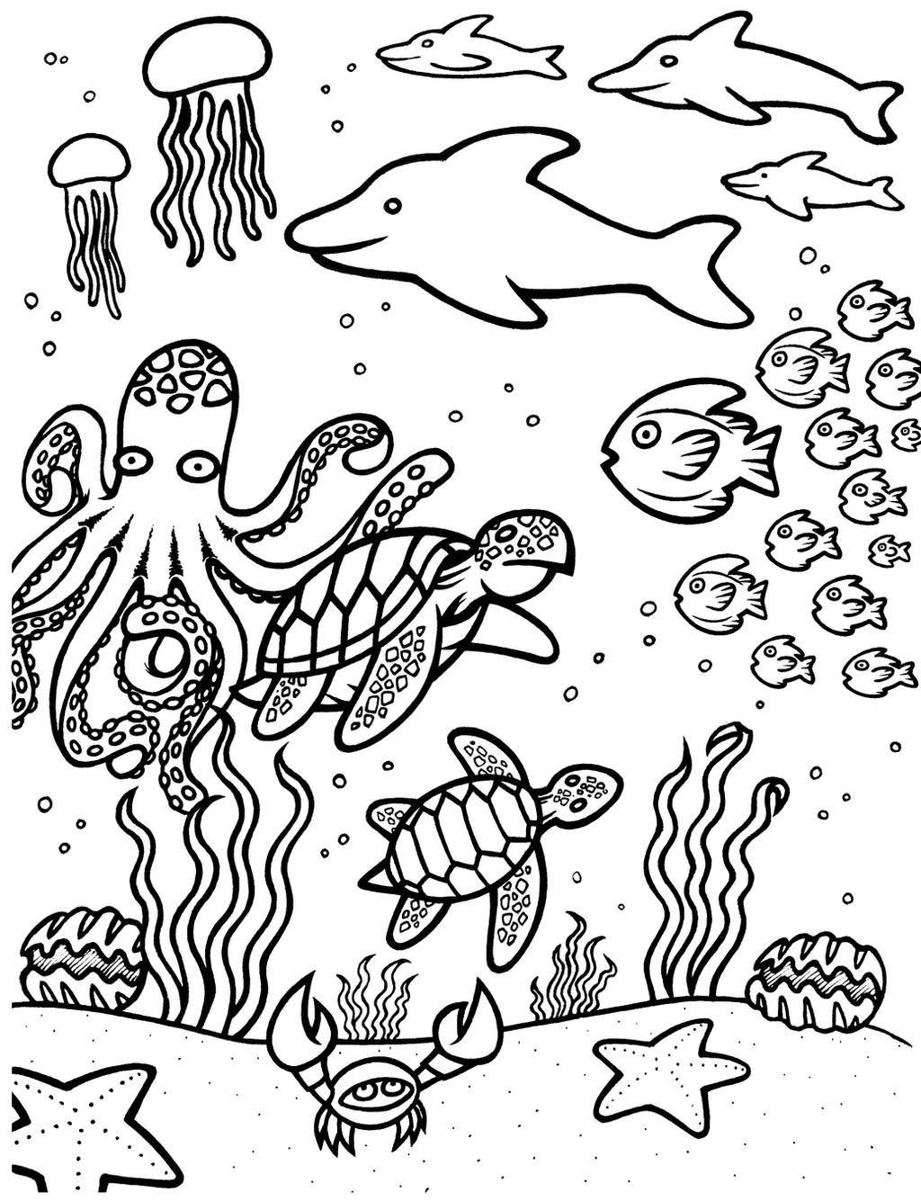 Underwater Coloring Pages Kidsuki