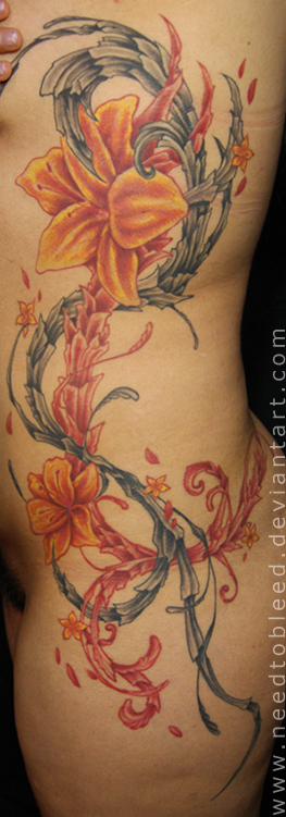 flowers left side - flower tattoo