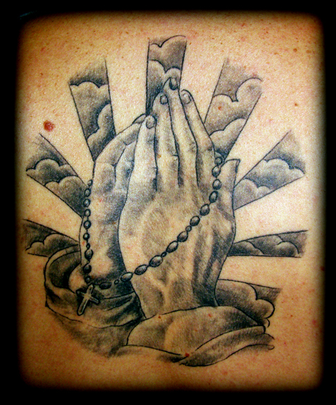 Praying hands backpiece by WildThingsTattoo on deviantART