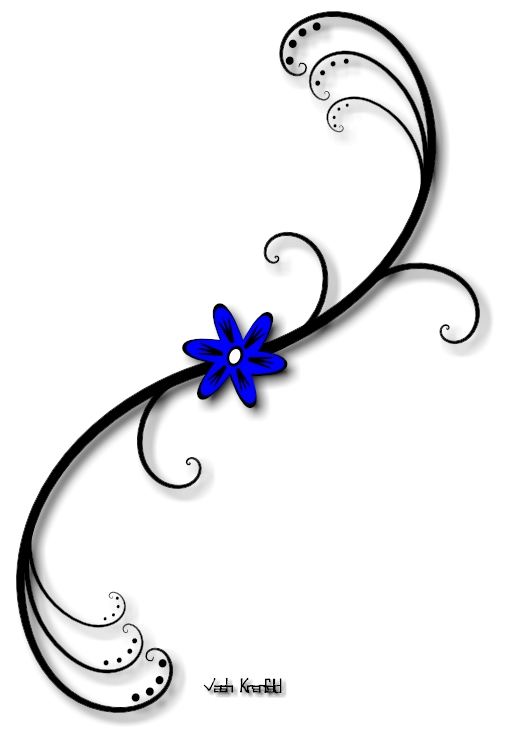 Blue Flower with Vine Tattoo | Flower Tattoo