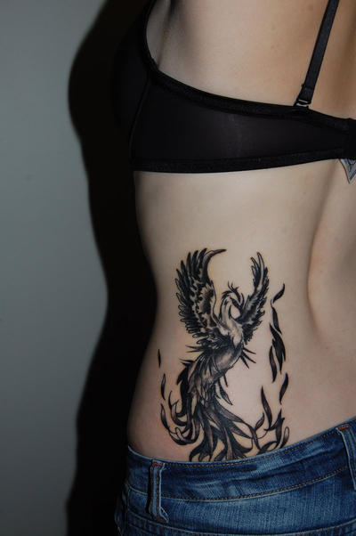 Women Side Body Phoenix Tattoo Picture 2