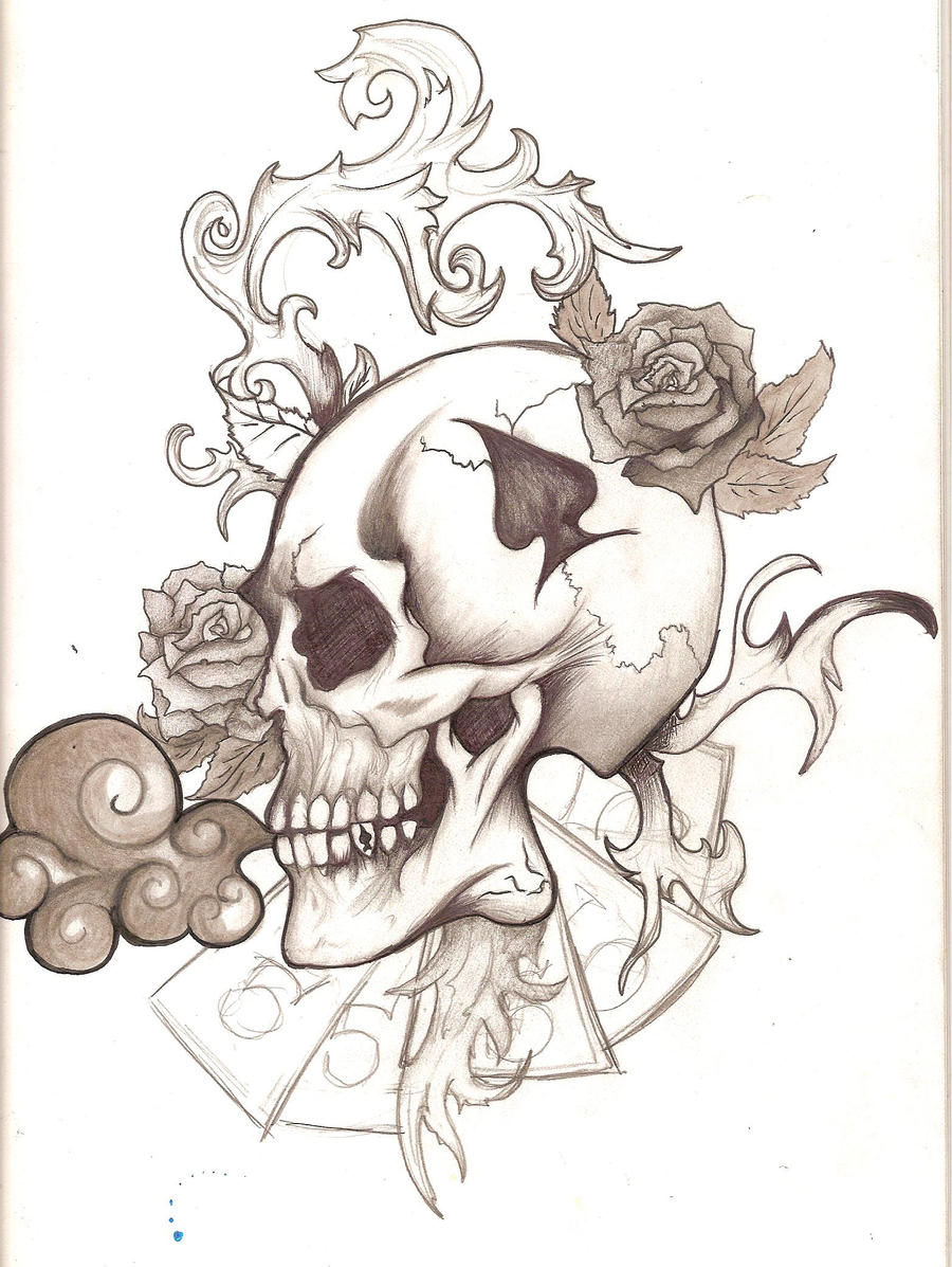 happy skull tattoo