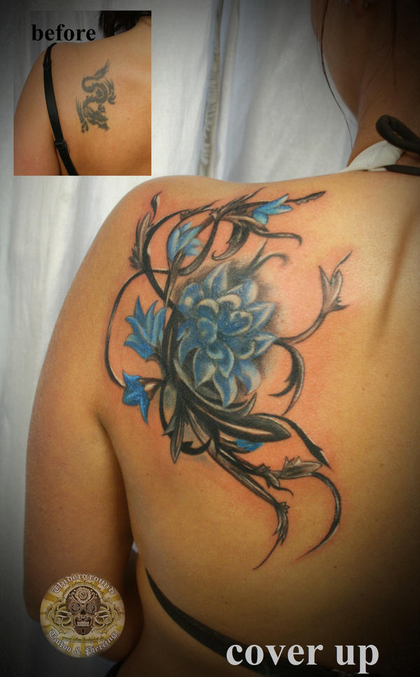 cover up flowers swirls fin | Flower Tattoo
