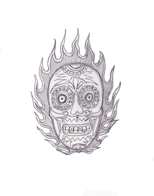 Flame skull old school tattoo by Kamil666 on deviantART