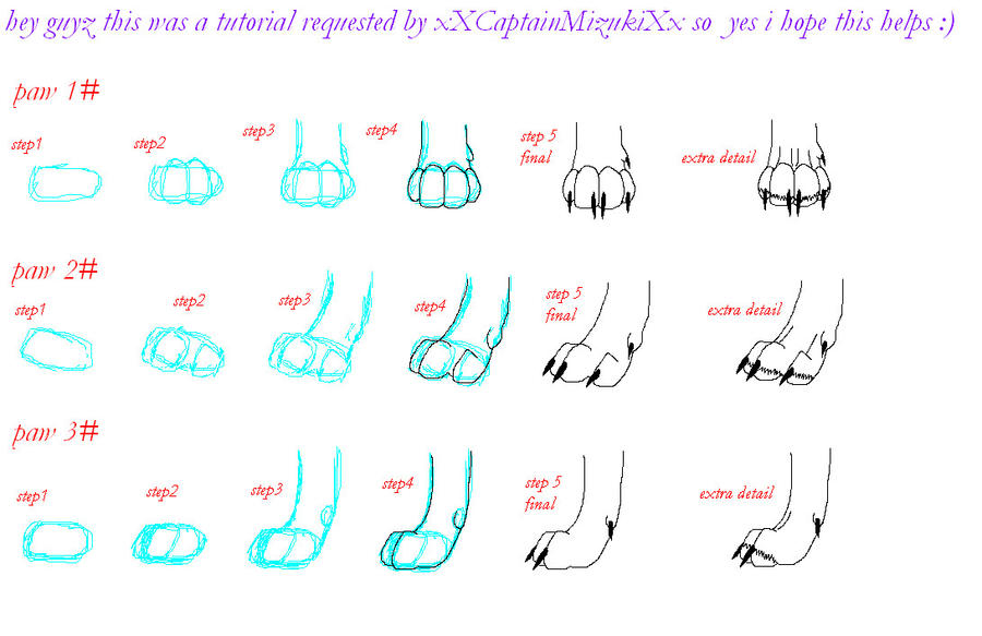 anime wolf paws. How to draw a wolf paw